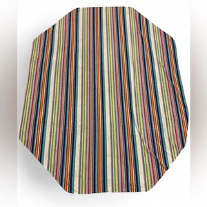 Vintage 1950s 60s Striped Multicol Terry Cloth Tablecloth 62x78 MCM Retro Picnic